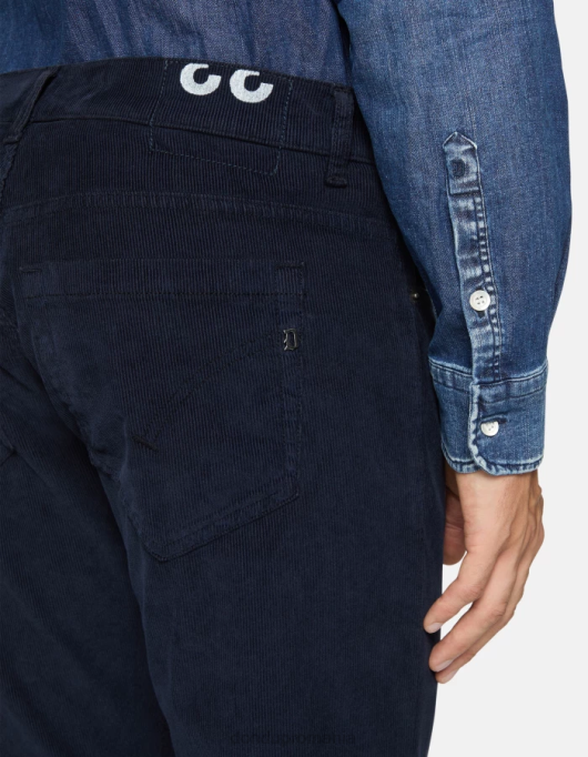 bărbați pantaloni skinny din catifea george V84D643 îmbrăcăminte albastru marin DONDUP