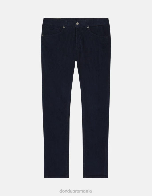 bărbați pantaloni skinny din catifea george V84D643 îmbrăcăminte albastru marin DONDUP