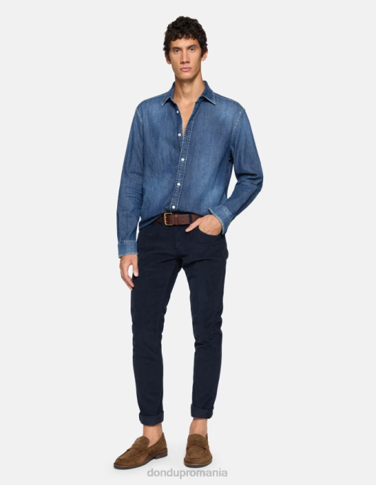 bărbați pantaloni skinny din catifea george V84D643 îmbrăcăminte albastru marin DONDUP