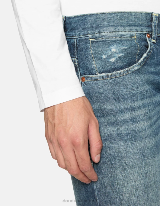 bărbați blugi travis slim-fit din denim rigid cu margine V84D574 îmbrăcăminte albastru DONDUP