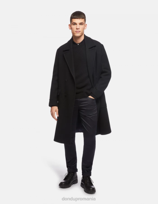 bărbați pantaloni travis slim-fit din satin V84D601 îmbrăcăminte albastru marin DONDUP