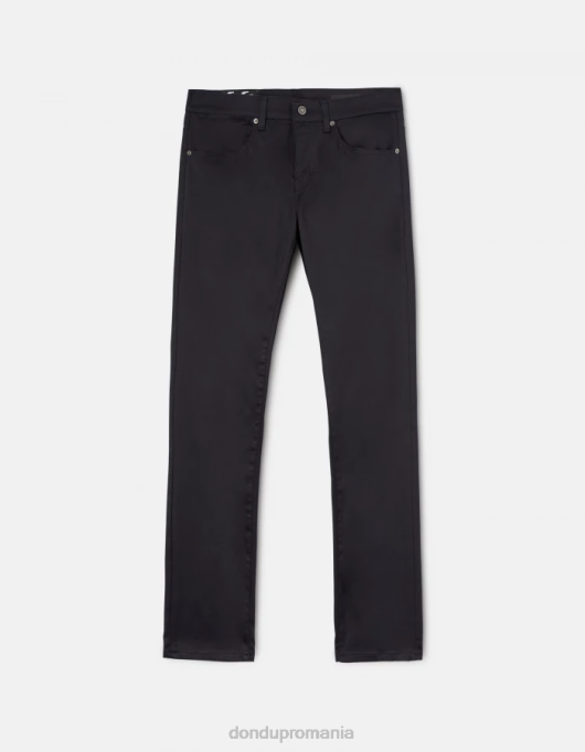 bărbați pantaloni travis slim-fit din satin V84D601 îmbrăcăminte albastru marin DONDUP