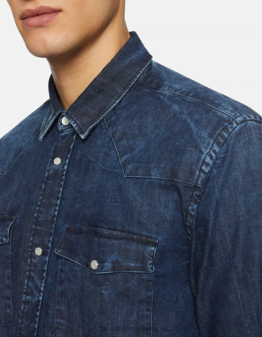 bărbați cămașă din denim, în stil occidental, în formă regulată V84D857 îmbrăcăminte albastru DONDUP