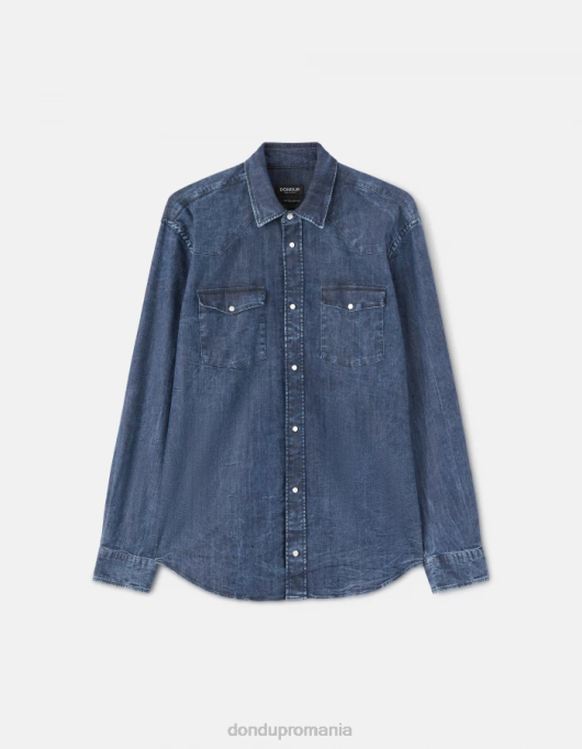bărbați cămașă din denim, în stil occidental, în formă regulată V84D857 îmbrăcăminte albastru DONDUP