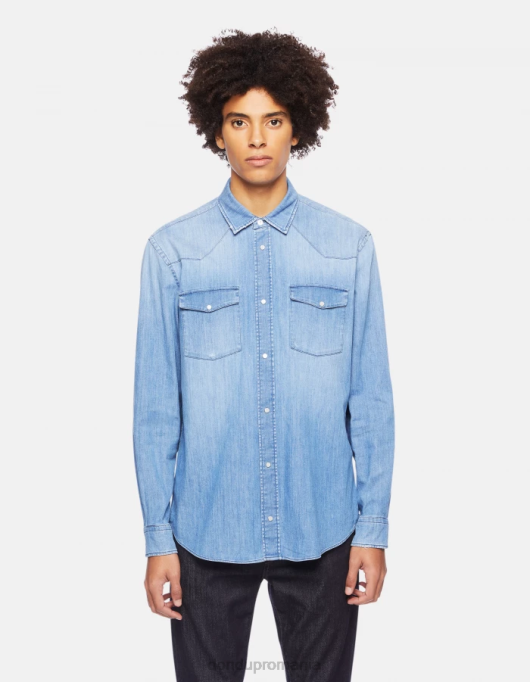 bărbați cămașă din denim, în stil occidental, în formă regulată V84D861 îmbrăcăminte albastru DONDUP