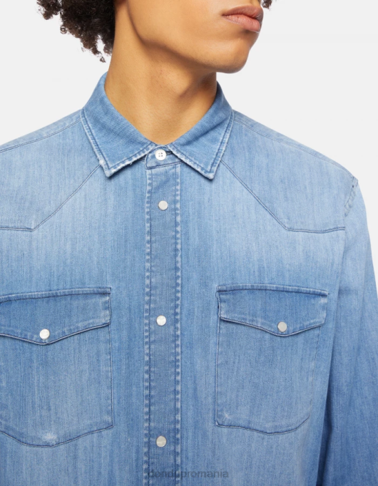 bărbați cămașă din denim, în stil occidental, în formă regulată V84D861 îmbrăcăminte albastru DONDUP