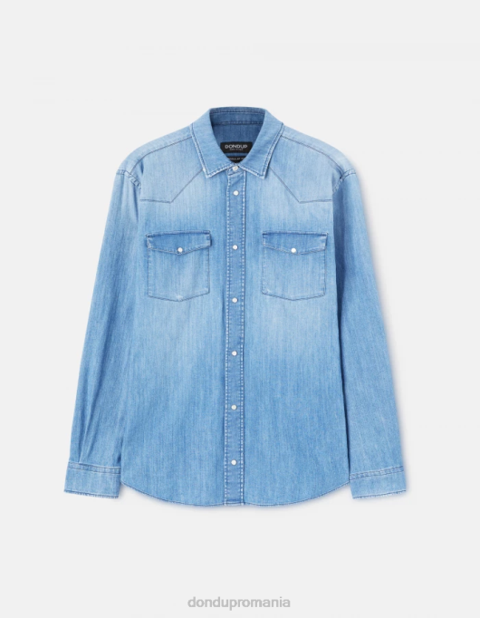 bărbați cămașă din denim, în stil occidental, în formă regulată V84D861 îmbrăcăminte albastru DONDUP