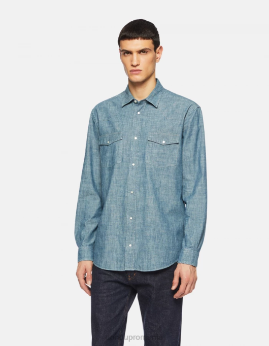 bărbați cămașă din denim, în stil occidental, în formă regulată V84D863 îmbrăcăminte albastru DONDUP