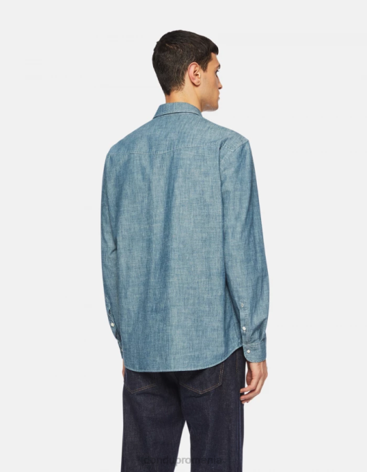 bărbați cămașă din denim, în stil occidental, în formă regulată V84D863 îmbrăcăminte albastru DONDUP