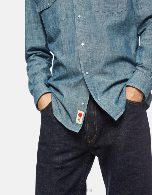 bărbați cămașă din denim, în stil occidental, în formă regulată V84D863 îmbrăcăminte albastru DONDUP