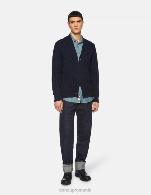 bărbați cămașă din denim, în stil occidental, în formă regulată V84D863 îmbrăcăminte albastru DONDUP