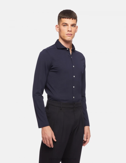 bărbați cămașă din tricou cu o formă regulată V84D850 îmbrăcăminte albastru marin DONDUP