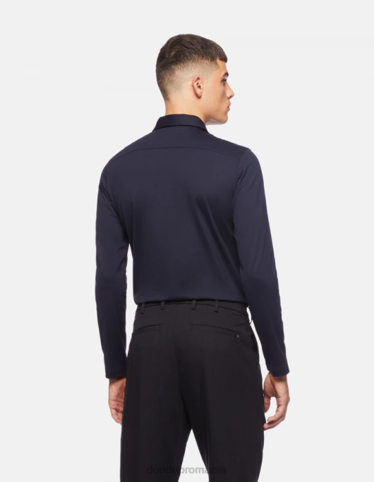 bărbați cămașă din tricou cu o formă regulată V84D850 îmbrăcăminte albastru marin DONDUP