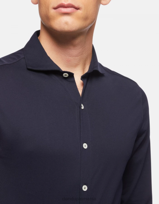 bărbați cămașă din tricou cu o formă regulată V84D850 îmbrăcăminte albastru marin DONDUP