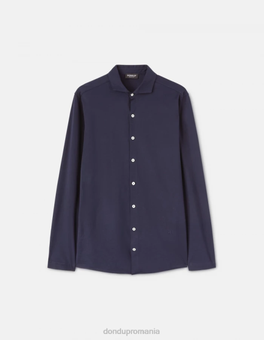 bărbați cămașă din tricou cu o formă regulată V84D850 îmbrăcăminte albastru marin DONDUP