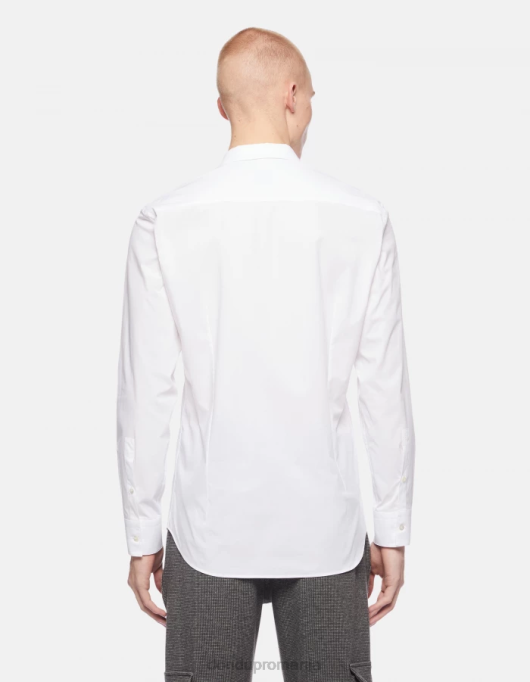 bărbați cămașă slim-fit din poplin V84D855 îmbrăcăminte alb DONDUP