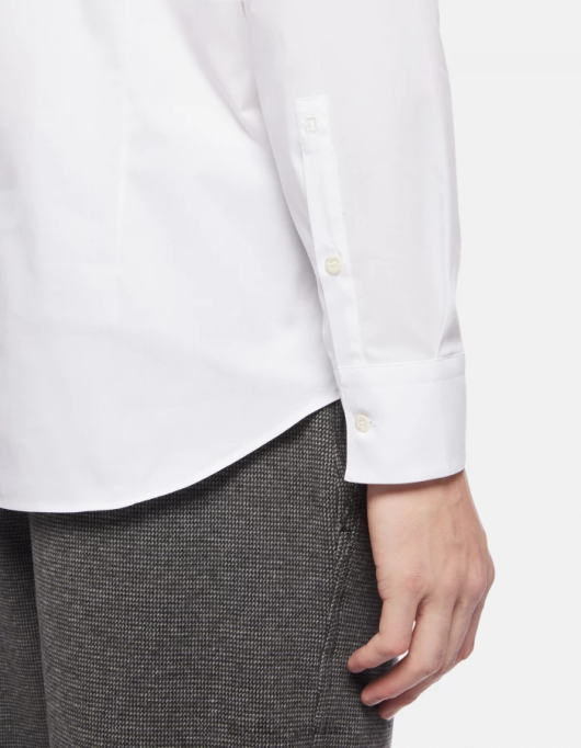 bărbați cămașă slim-fit din poplin V84D855 îmbrăcăminte alb DONDUP