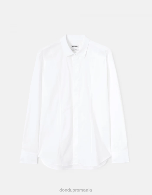 bărbați cămașă slim-fit din poplin V84D855 îmbrăcăminte alb DONDUP
