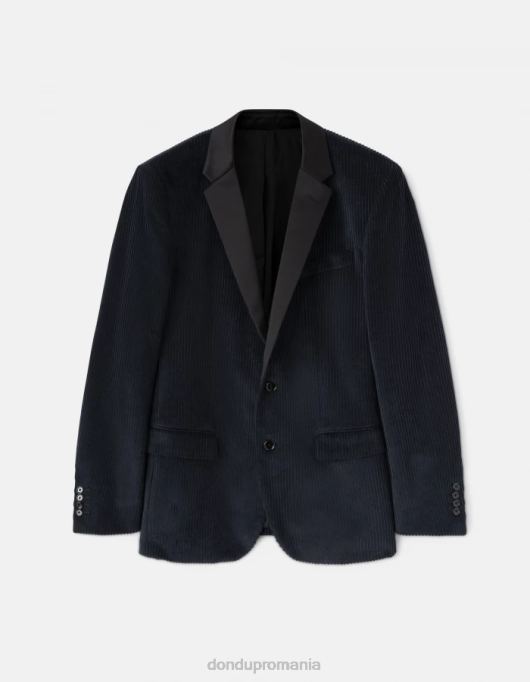 bărbați blazer de catifea la un singur piept V84D924 îmbrăcăminte albastru marin DONDUP