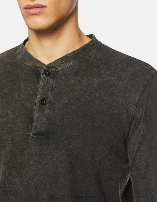 bărbați top henley din tricou cu fit regulat V84D807 îmbrăcăminte negru DONDUP