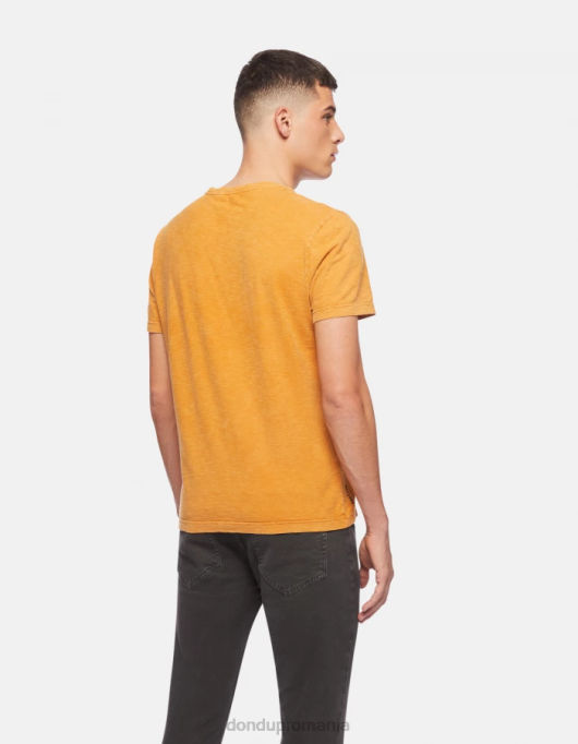 bărbați tricou din tricou cu fiti regulate V84D805 îmbrăcăminte galben ocru DONDUP