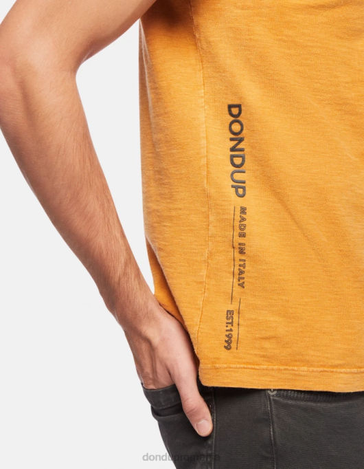 bărbați tricou din tricou cu fiti regulate V84D805 îmbrăcăminte galben ocru DONDUP