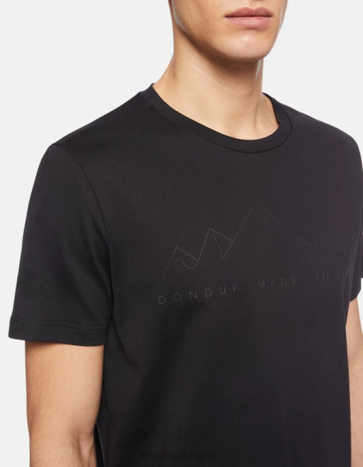 bărbați tricou din tricou cu fiti regulate V84D810 îmbrăcăminte negru DONDUP