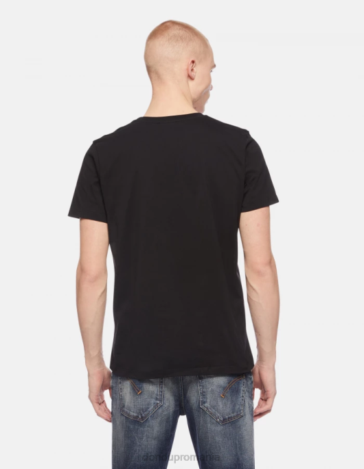 bărbați tricou din tricou cu fiti regulate V84D812 îmbrăcăminte negru DONDUP