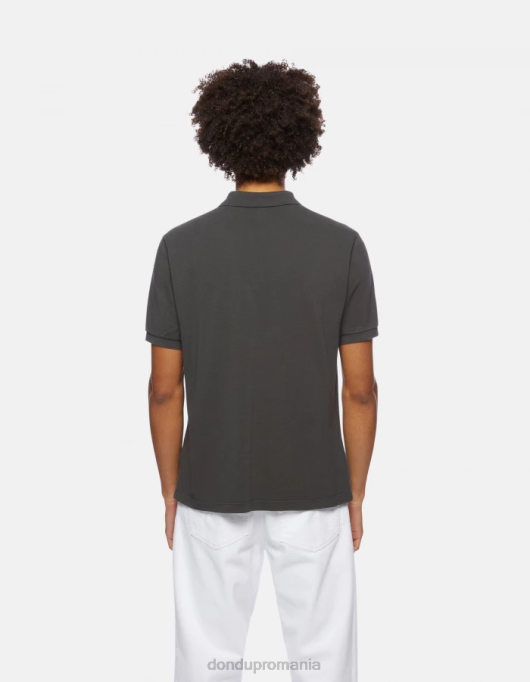 bărbați tricou polo din piqué cu ajustări regulate V84D820 îmbrăcăminte asfalt DONDUP