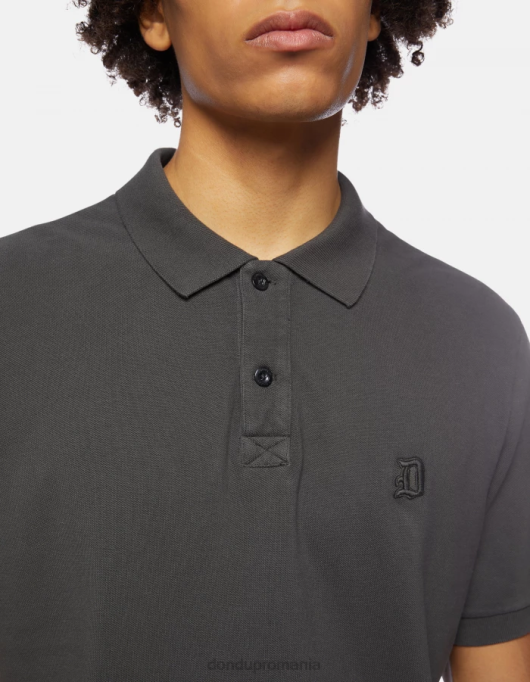 bărbați tricou polo din piqué cu ajustări regulate V84D820 îmbrăcăminte asfalt DONDUP