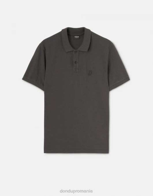 bărbați tricou polo din piqué cu ajustări regulate V84D820 îmbrăcăminte asfalt DONDUP