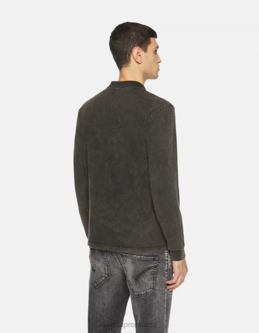 bărbați tricou polo din tricou cu fiti regulate V84D803 îmbrăcăminte negru DONDUP
