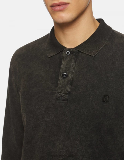 bărbați tricou polo din tricou cu fiti regulate V84D803 îmbrăcăminte negru DONDUP