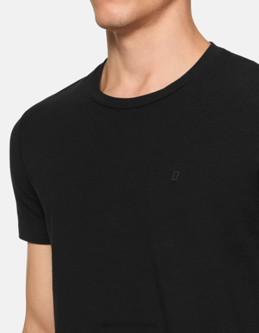 bărbați tricou slim-fit din jerseu V84D791 îmbrăcăminte negru DONDUP
