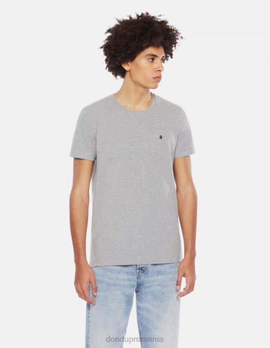 bărbați tricou slim-fit din jerseu V84D792 îmbrăcăminte gri DONDUP