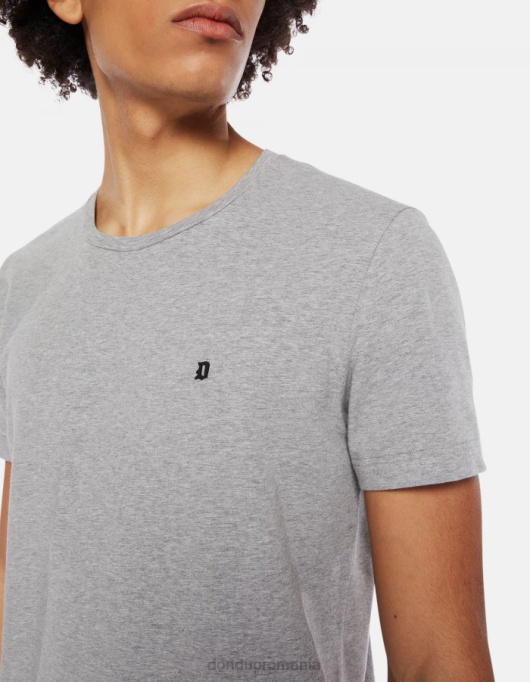 bărbați tricou slim-fit din jerseu V84D792 îmbrăcăminte gri DONDUP