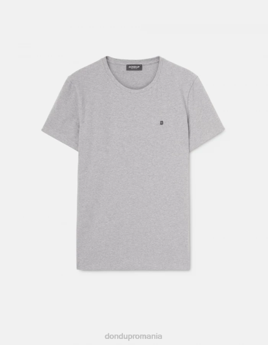 bărbați tricou slim-fit din jerseu V84D792 îmbrăcăminte gri DONDUP