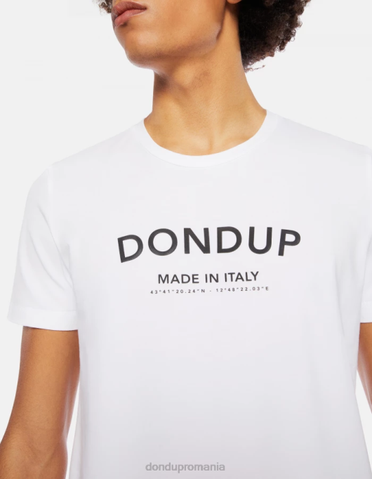 bărbați tricou slim-fit din jerseu V84D818 îmbrăcăminte alb DONDUP