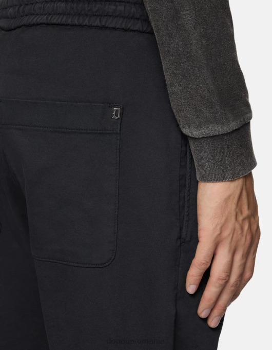 bărbați dom pantaloni de jogging din catifea V84D745 îmbrăcăminte negru DONDUP