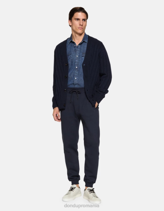 bărbați pantaloni de jogging din fleece cu fiti regulate V84D713 îmbrăcăminte albastru marin DONDUP