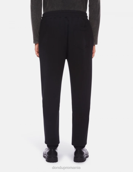 bărbați pantaloni de jogging din fleece cu fiti regulate V84D715 îmbrăcăminte negru DONDUP