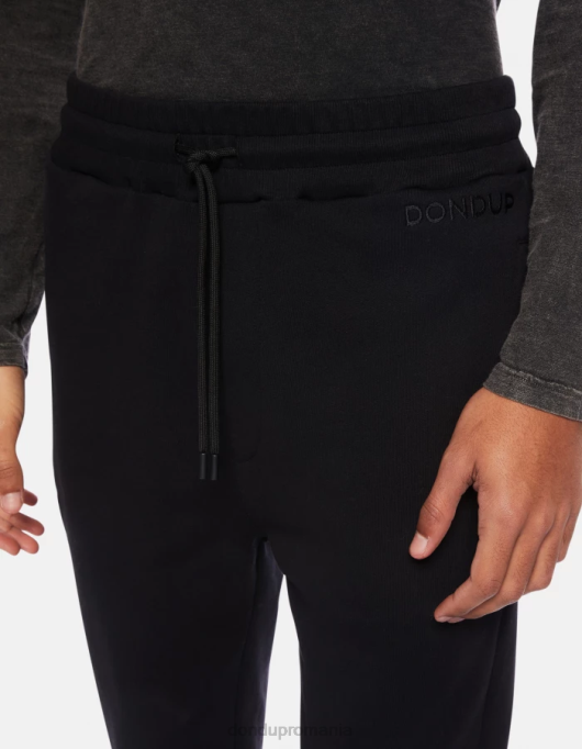 bărbați pantaloni de jogging din fleece cu fiti regulate V84D715 îmbrăcăminte negru DONDUP