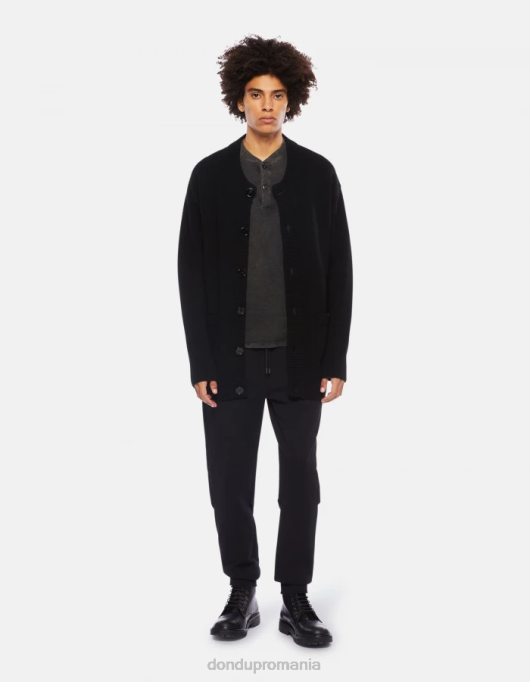 bărbați pantaloni de jogging din fleece cu fiti regulate V84D715 îmbrăcăminte negru DONDUP
