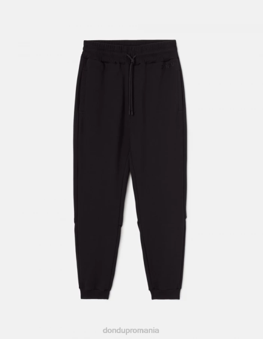 bărbați pantaloni de jogging din fleece cu fiti regulate V84D715 îmbrăcăminte negru DONDUP