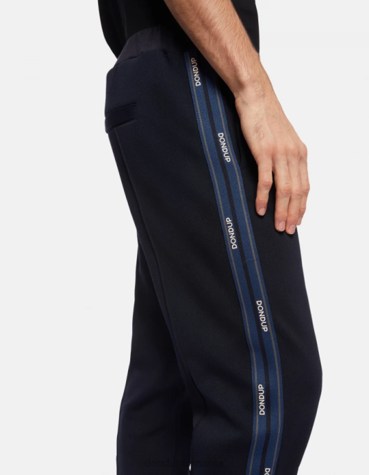 bărbați pantaloni de jogging din fleece cu fiti regulate V84D754 îmbrăcăminte albastru marin DONDUP