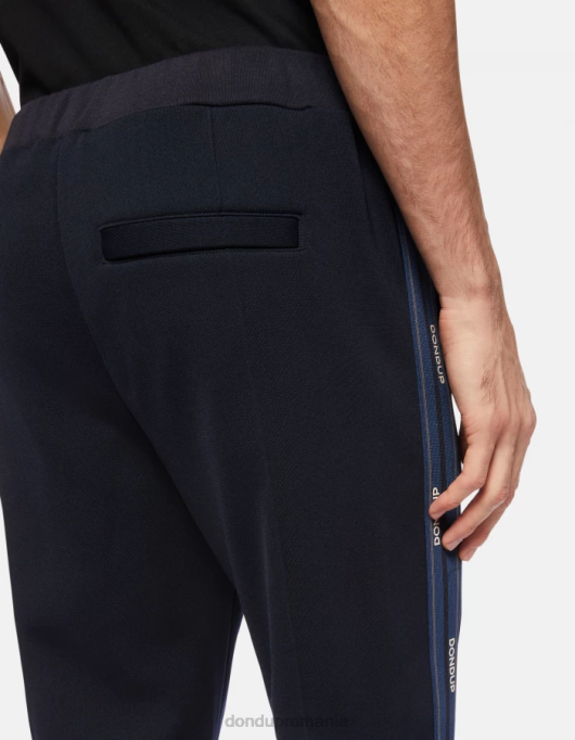 bărbați pantaloni de jogging din fleece cu fiti regulate V84D754 îmbrăcăminte albastru marin DONDUP