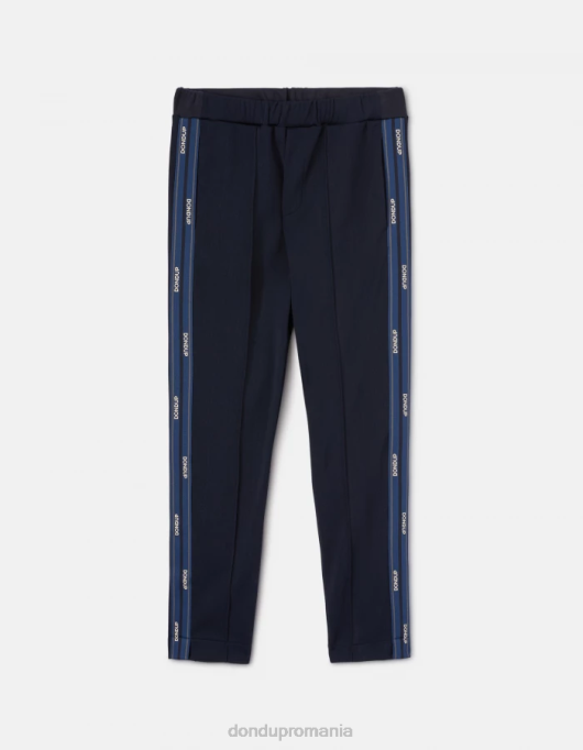 bărbați pantaloni de jogging din fleece cu fiti regulate V84D754 îmbrăcăminte albastru marin DONDUP