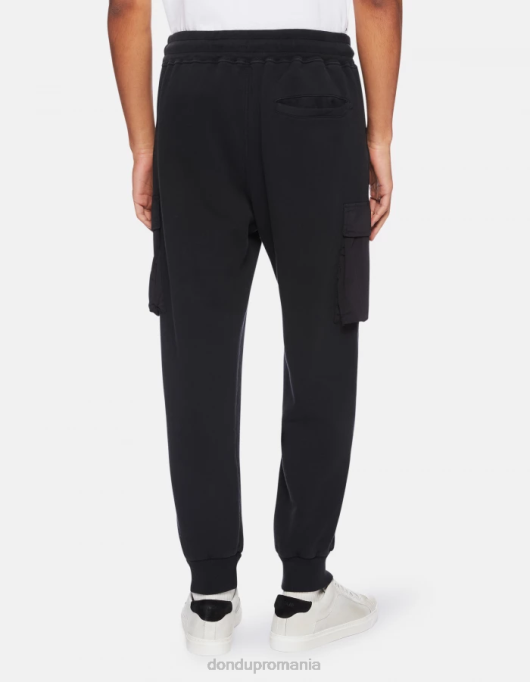 bărbați pantaloni de jogging din fleece cu fiti regulate V84D760 îmbrăcăminte negru DONDUP