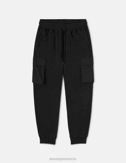 bărbați pantaloni de jogging din fleece cu fiti regulate V84D760 îmbrăcăminte negru DONDUP