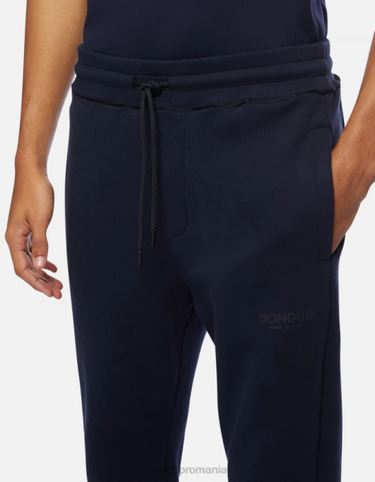 bărbați pantaloni de jogging din fleece cu fiti regulate V84D771 îmbrăcăminte albastru marin DONDUP